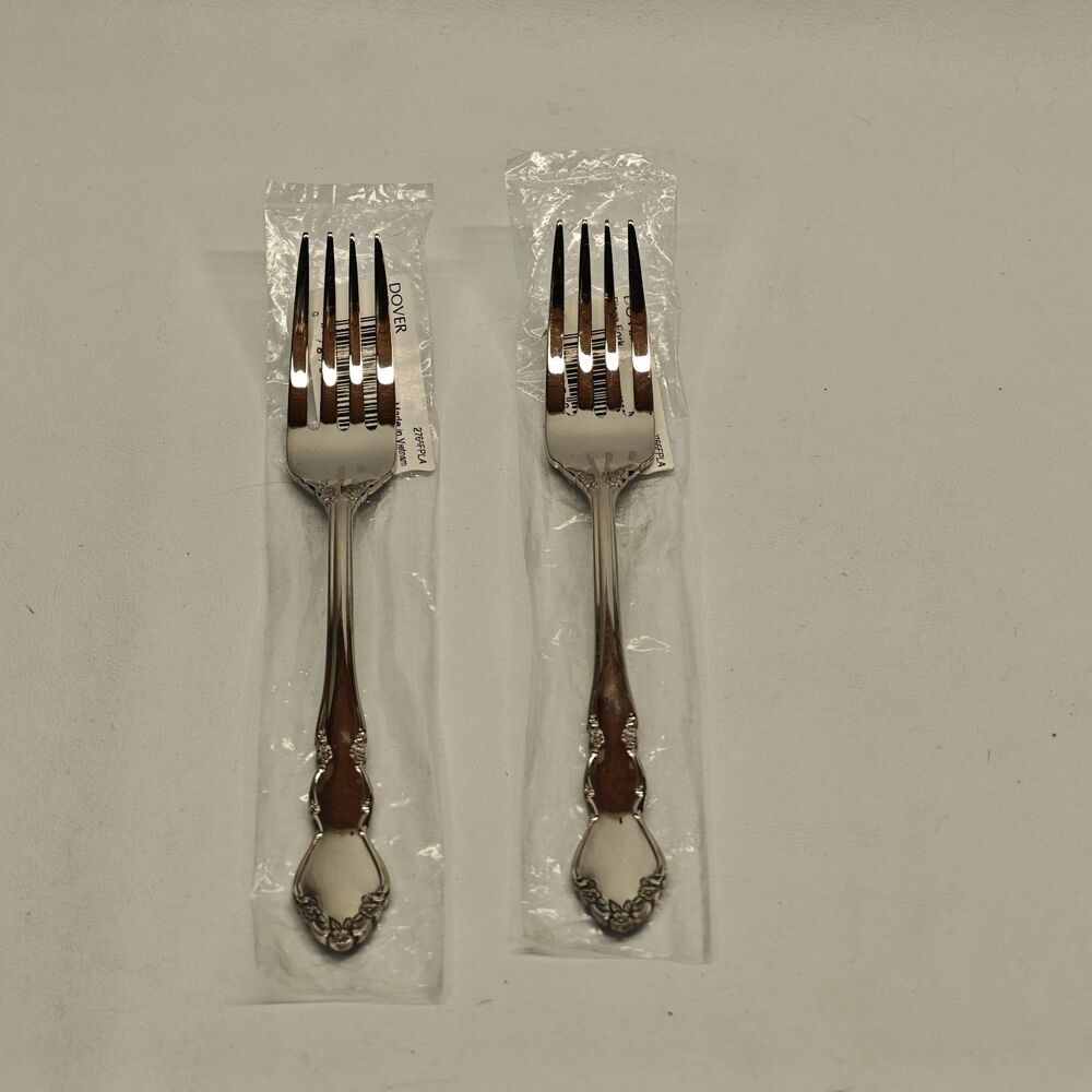 Oneida Dover 18/10 Stainless Place Dinner Forks Set of 2 Floral Flatware Unused